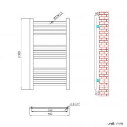 1000x600mm Chrome Straight Heated Bathroom Towel Radiator RRP ?210.00 OUR PRICE ONLY ?60.00