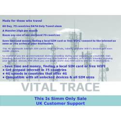 60 Day contract, 75 countries DATA Only Travel simm. A Massive 25gb per month ?37.20