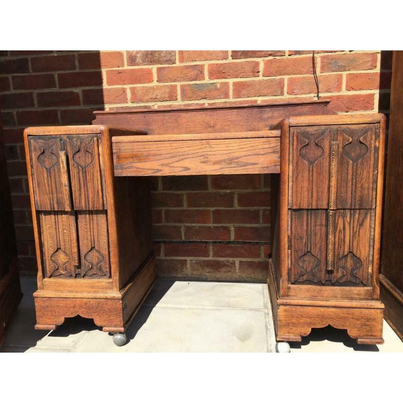 Art Deco 1920s Restored Solid Wood Wooden Dresser Dressing Table Mirror