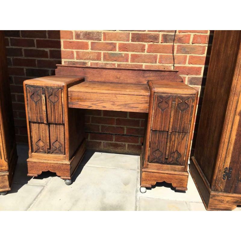 Art Deco 1920s Restored Solid Wood Wooden Dresser Dressing Table Mirror
