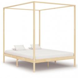 Canopy Bed Frame Solid Pine Wood 160x200 cm-283254