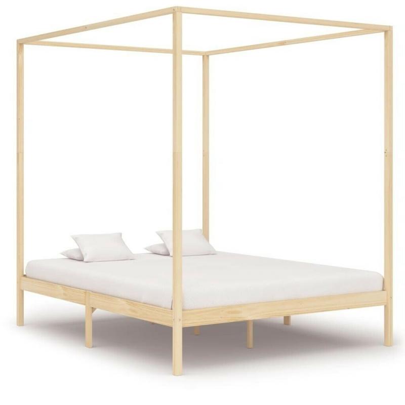 Canopy Bed Frame Solid Pine Wood 160x200 cm-283254