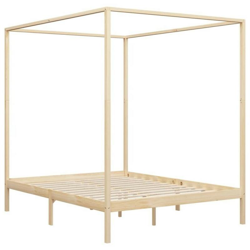 Canopy Bed Frame Solid Pine Wood 160x200 cm-283254