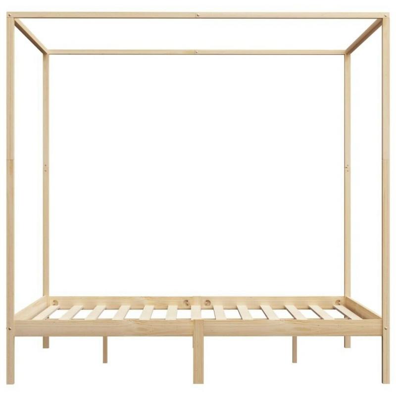 Canopy Bed Frame Solid Pine Wood 160x200 cm-283254
