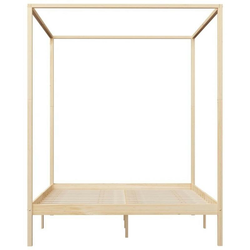 Canopy Bed Frame Solid Pine Wood 160x200 cm-283254