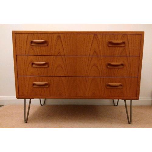 Mid Century G Plan Fresco Teak Chest Of Drawers Hairpin Legs