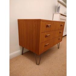 Mid Century G Plan Fresco Teak Chest Of Drawers Hairpin Legs