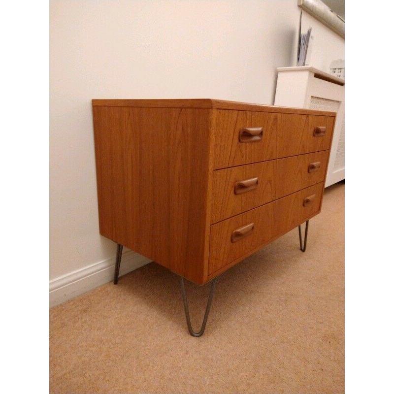 Mid Century G Plan Fresco Teak Chest Of Drawers Hairpin Legs