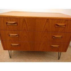 Mid Century G Plan Fresco Teak Chest Of Drawers Hairpin Legs