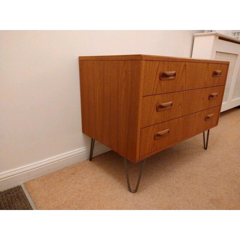 Mid Century G Plan Fresco Teak Chest Of Drawers Hairpin Legs