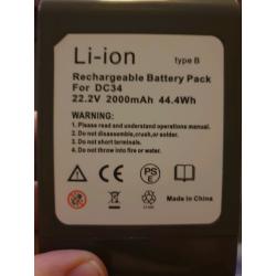 DC34 Battery Replacement 22.2V 2000mAh for Dyson Type B DC31 DC35 DC44
