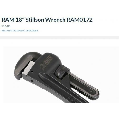 18 inch, stilson spanner, pipe wrench, ram brand, new newport gwent, risca np11