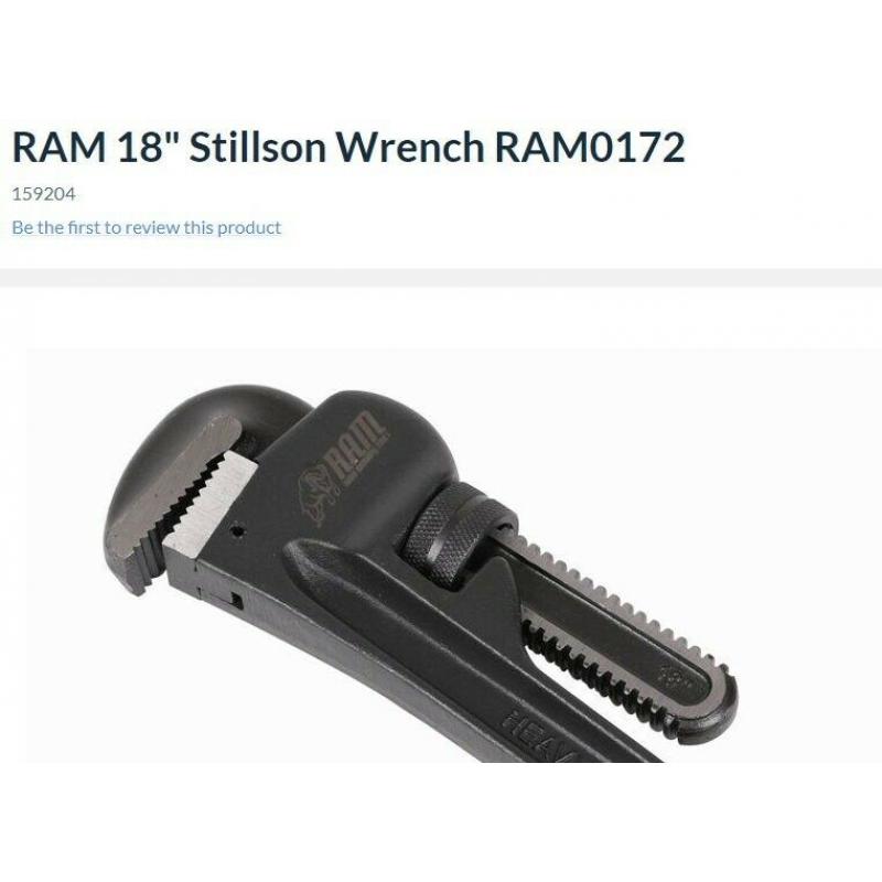 18 inch, stilson spanner, pipe wrench, ram brand, new newport gwent, risca np11