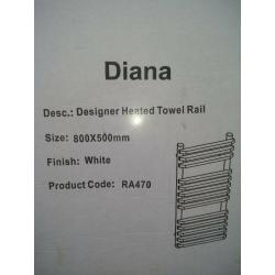 designer towel radiator, dianna 800x500, white, box section, square