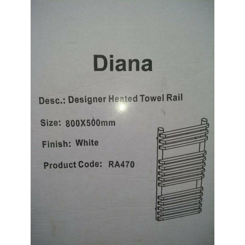 designer towel radiator, dianna 800x500, white, box section, square