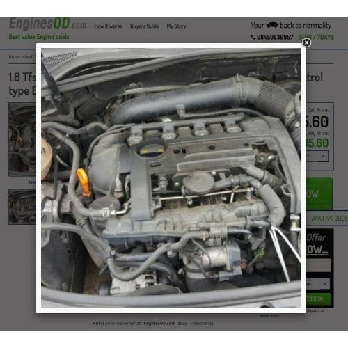 1.8 A3 ENGINE Tfsi Sportback A4 TT Code: BYT 160 BHP (2007-14) Petrol type @ EnginesOD com