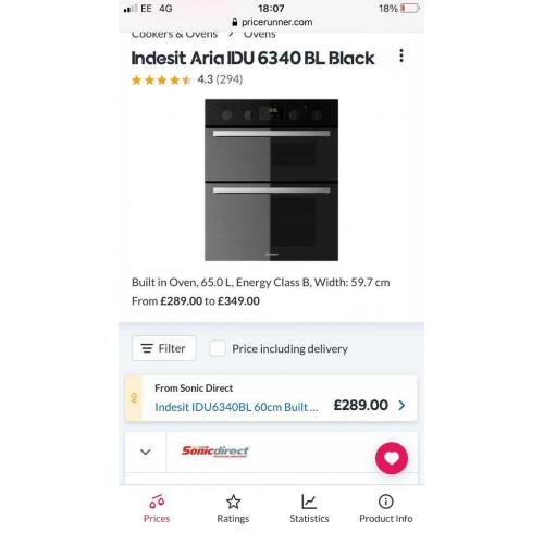 Indesit built-under double oven