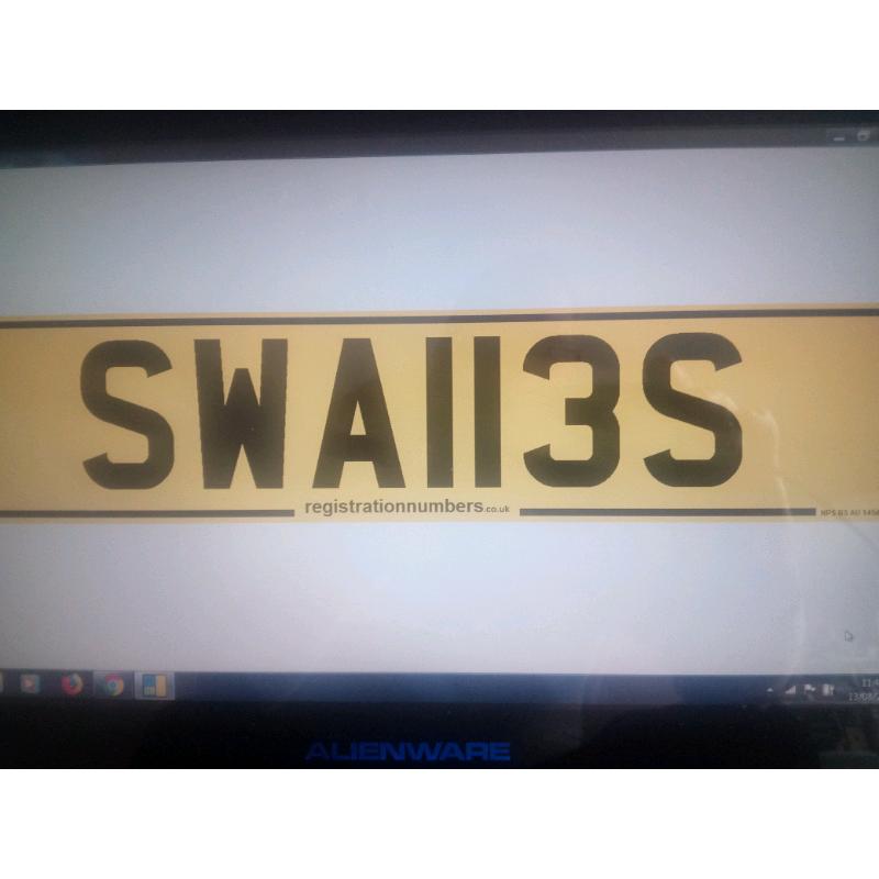 Private number plate for Mr / Mrs SWAILES.