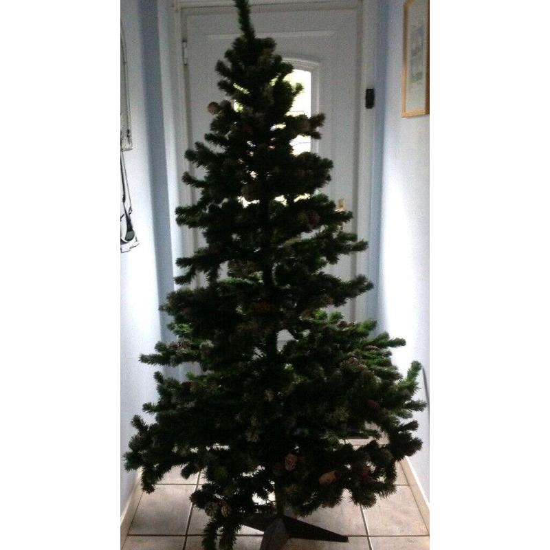 Artificial Christmas Tree 6ft. Frosted Real cones. Metal base 5 piece
