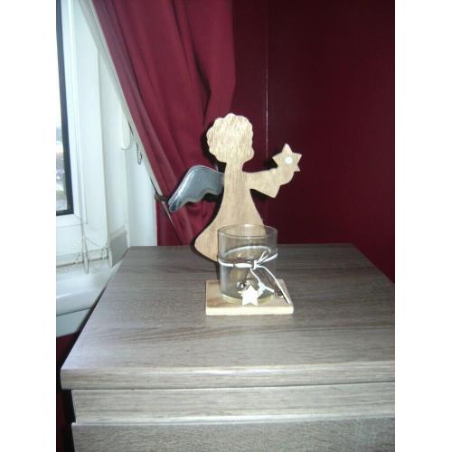 Wooden Angel Christmas Candle Holder