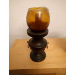 Treen wooden candle holder