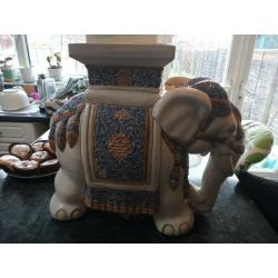 X Large Vintage Ceramic Elephant Floor Standing Plant Pot Stand