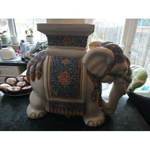 X Large Vintage Ceramic Elephant Floor Standing Plant Pot Stand