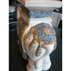 X Large Vintage Ceramic Elephant Floor Standing Plant Pot Stand