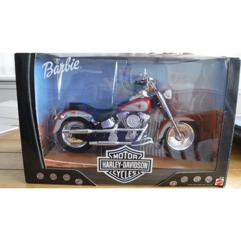 Barbie Doll and motorbike, Harley Davidson both in original boxes, lik