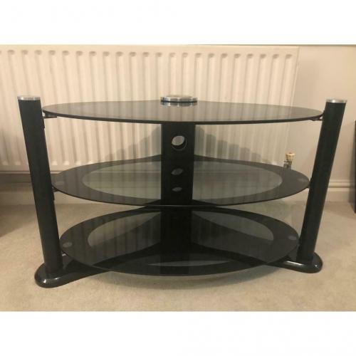 Black glass TV stand