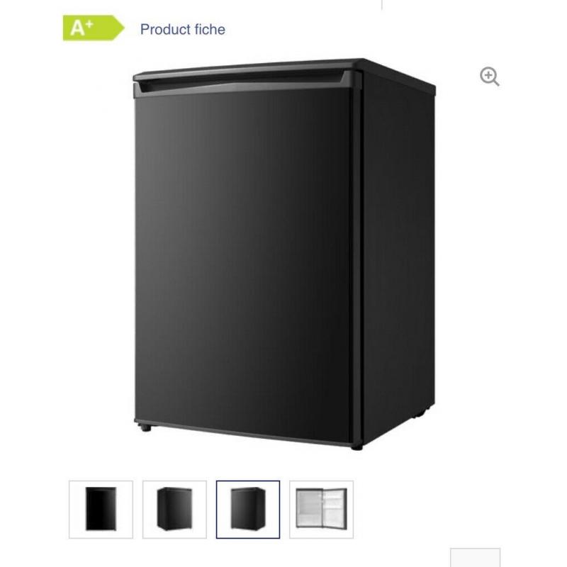 Black under counter fridge and freezer