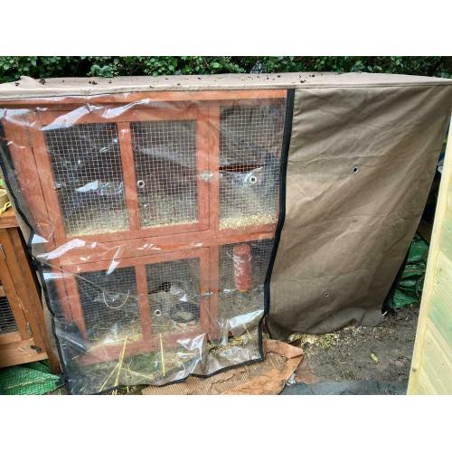 Double tier rabbit hutch and cover