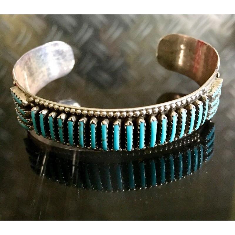 Hopi Needlepoint Silver & Turquoise Bracelet