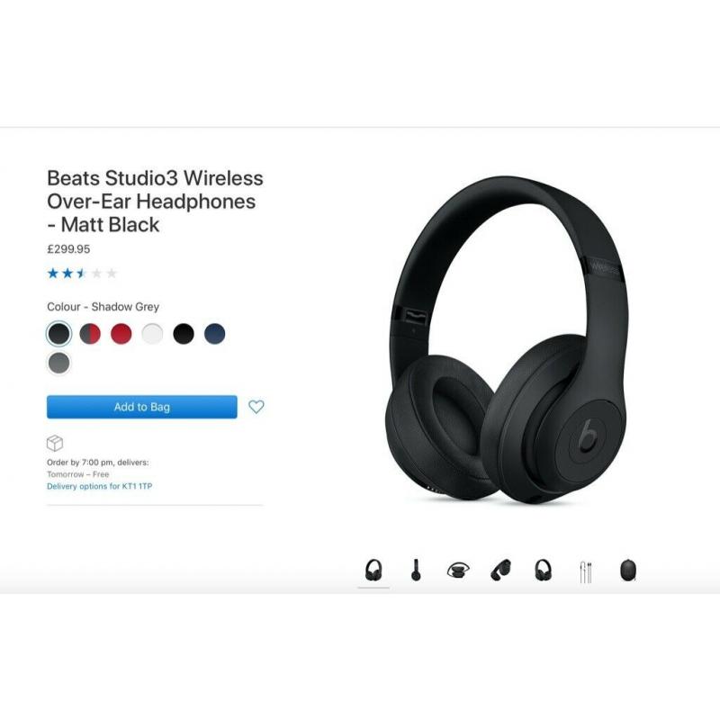 Brand New Sealed Beats Studio3 Wireless Over?Ear Headphones - Matt Black