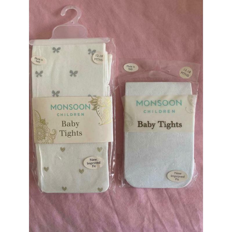New Baby girls tights monsoon 3 pairs BNWT