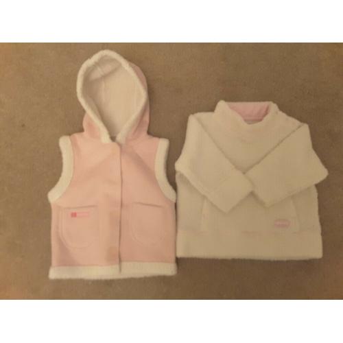 Mothercare Pink Hooded Body Warmer, Next Fleece Jumper Vgc