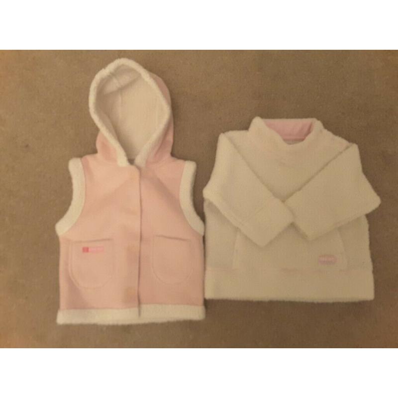 Mothercare Pink Hooded Body Warmer, Next Fleece Jumper Vgc