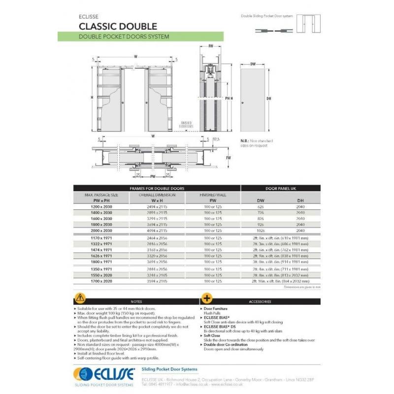 Classic double pocket door system by Eclisse