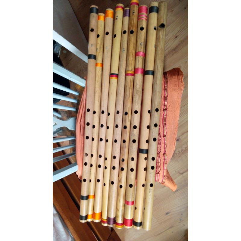 Bansuri flutes made of bamboo