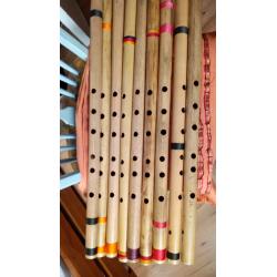 Bansuri flutes made of bamboo