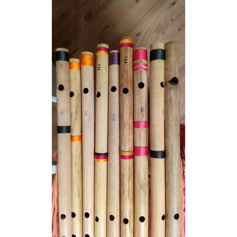 Bansuri flutes made of bamboo