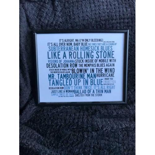 Framed song lyrics