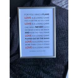 Framed song lyrics
