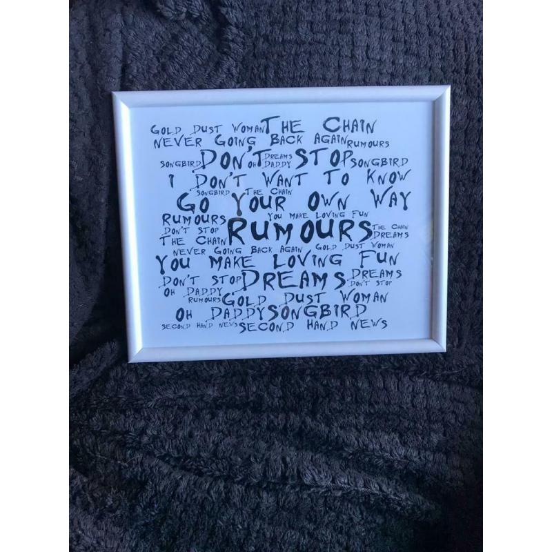 Framed song lyrics