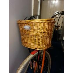 Barracuda Delphinus Hybrid Town Bicycle In Orange. With Front Wicker Basket
