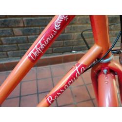 Barracuda Delphinus Hybrid Town Bicycle In Orange. With Front Wicker Basket