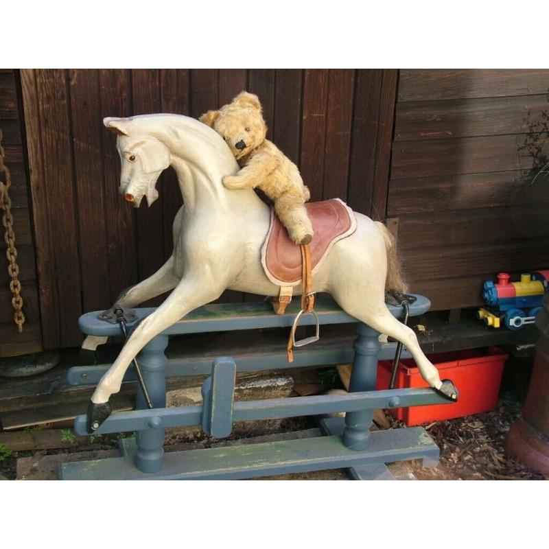 Antique Hand Carved Rocking Horse 1900s