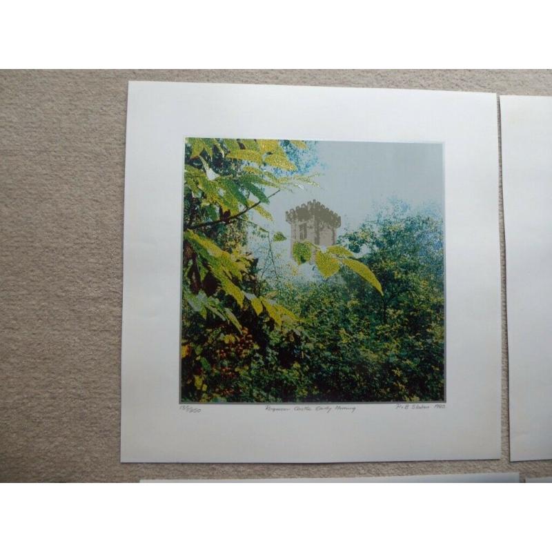 P B Sladen 1980. Set of 4 Limited edition screen prints of Roquecor Castle. Image 14X14&quot;.