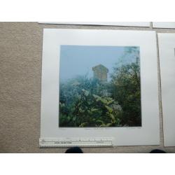 P B Sladen 1980. Set of 4 Limited edition screen prints of Roquecor Castle. Image 14X14&quot;.