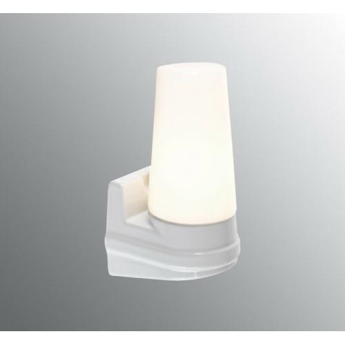 Bernadotte ceramic white wall sconce with shiny opal glass shade (boxed, unused).